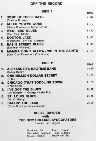 Beryl Bryden — Greatest Hits, sleeve image 6