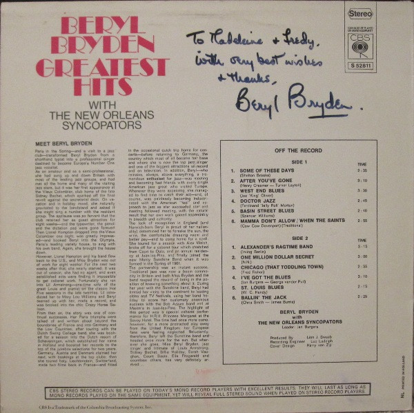 Beryl Bryden — Greatest Hits, sleeve image 7
