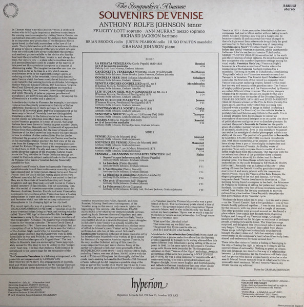 Felicity Lott — Songmakers' Almanac: Venezia (Graham Johnson), sleeve image 4