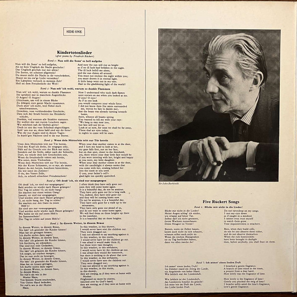 Janet Baker — Mahler Kindertotenlieder & Rückert-Lieder (Barbirolli), sleeve image 2