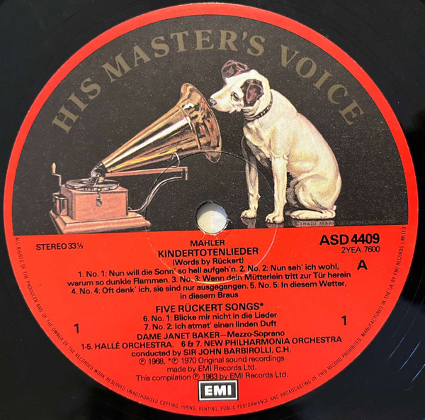Janet Baker — Mahler Kindertotenlieder & Rückert-Lieder (Barbirolli), sleeve image 5