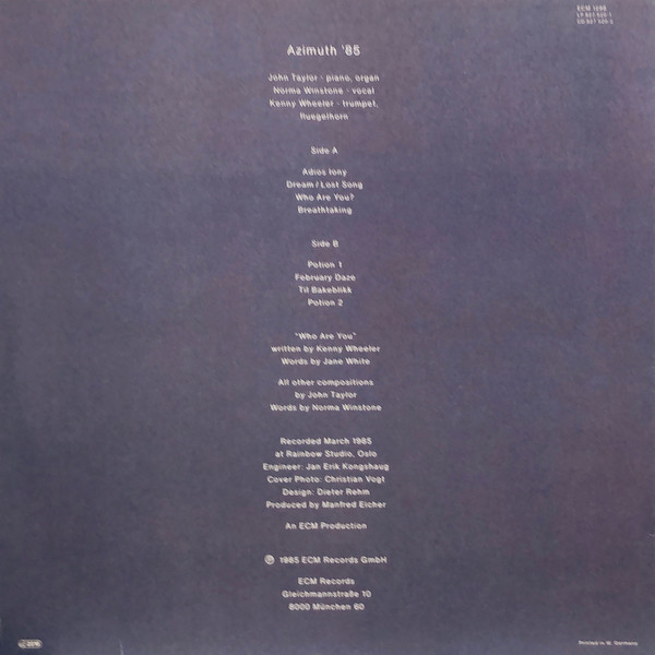 Norma Winstone (Azimuth) — Azimuth '85, sleeve image 2