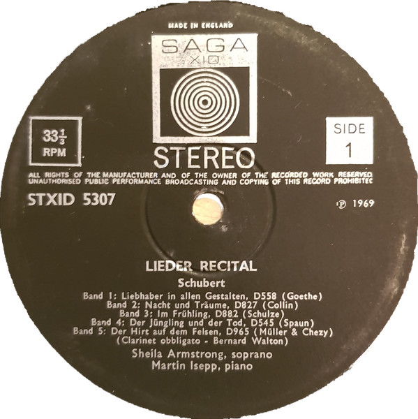 Sheila Armstrong — Lieder Recital, sleeve image 3