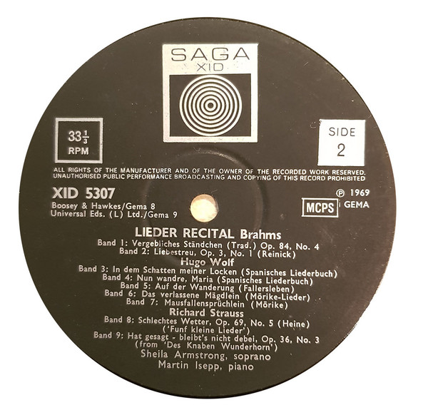 Sheila Armstrong — Lieder Recital, sleeve image 4